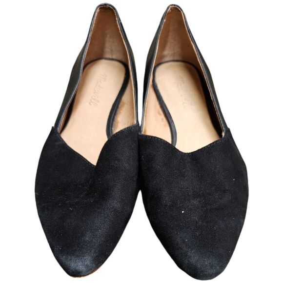 Madewell The Lizbeth Flat in Black Leather and Suede Point Toe Shoe - Picture 1 of 7